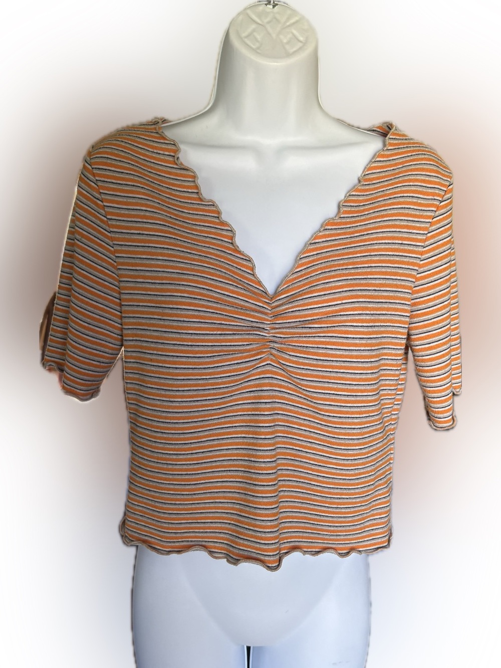 Top Shop Striped Crop Tee Size 8